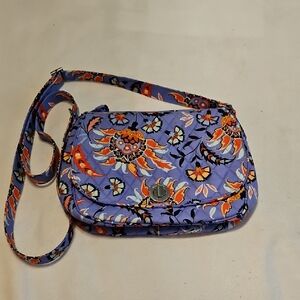 Vera Bradley Saddle Crossbody In Mural Garden